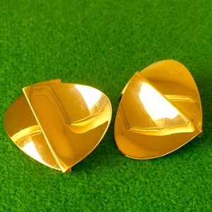 Gerhardt  sterling silver gold plated modernist folded" post vintage earrings